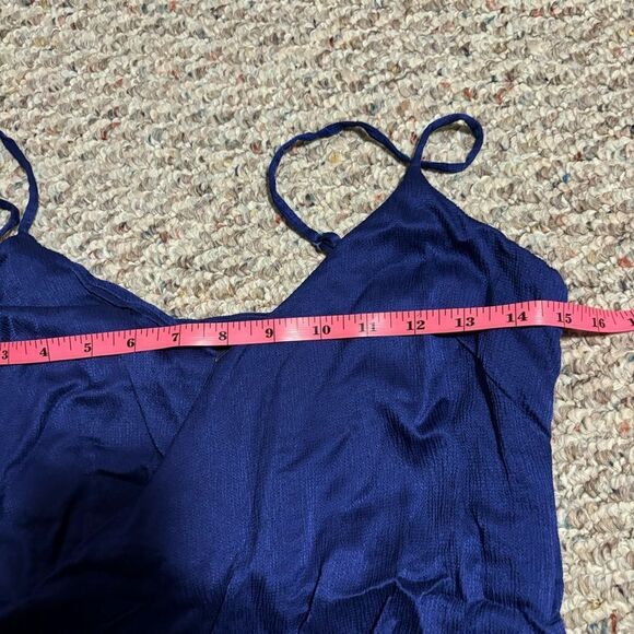 Intermix Royal Navy Blue Wrap Ruffle Dress Wool Blend- Size 8 - Picture 9 of 13